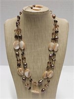 Double Strand Polished Shell/Beads Necklace