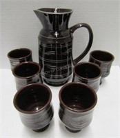Artisan Pottery Pitcher & Mugs