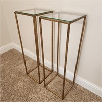 Metal & Glass Plant Stand / Table Pair