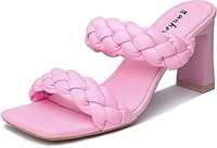 Sz 8.5 Women's Braided Heeled Sandals/Pink