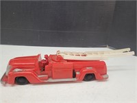 Vintage SAUNDERS Wind Up Toy Fire Truck 12"