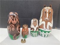 Wood Nesting Horse Dolls 3" to 7" & Horseshoe