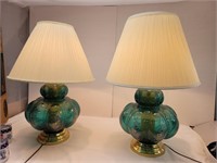 Vintage Pretty Glass Pair of Table Lamps 27" h