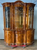 Burl Marquetry Inlay China Cabinet