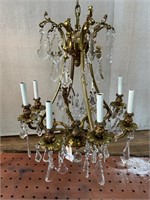 Brass and Crystal Multi Light Chandelier