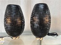 Pair of Black Woven Style Table Lamps
