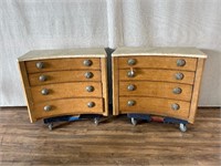 Pair of Century Marble Top Cerused Oak Chests