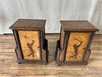 Pair of Golf Motif End Tables Woven Magazine Sides