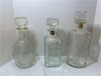 3 DECANTERS WITH LIDS-SEE DESC