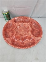 14" ROUND DIVIDED SERVING PLATTER RED W/ FLORAL