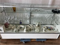 Crystal Stemware, Christmas China, Vase, Platter