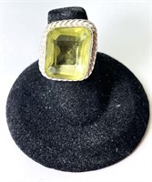 Sterling Large Peridot Ring 8 Grams Size 5.75