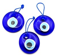3 New Lampwork Glass Evil Eye Hanging Charms (2.25