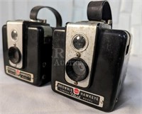 2 Vintage Kodak Brownie Hawkeye Flash Cameras.