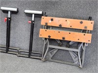 Two Wood Stand Rollers & Workmate Table