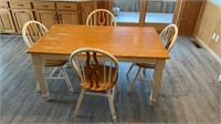 Cream cottage style table & 4 chairs