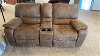 Faux leather double recliner