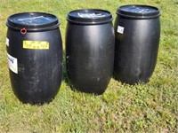 Three HD Approx. 30 Gallon Barrels Dry Storage