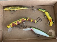 4 assorted musky lures