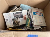 Box of muskie and pike catching lake books & VHS