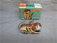 Vintage Wind Up Cat Tin Toy in Original Box