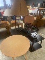Lamp table, decorator buggy, 2 small tables