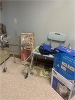 Convalescent items, walker, shower stool