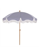 7 ft. Metal Beach Umbrella in Navy Strips