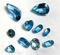 10 Loose Blue Topaz/Etc. Gemstones (Nice Cuts)