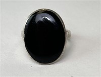 Vintage Sterling Large Black Onyx Ring 3 Grams