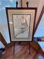 Rare hand colored map of survey of water routes