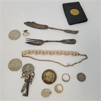 Vintage jewelry, coins, and miscellaneous