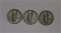 3 Mercury Silver Dimes