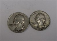 2 Washington Quarters 90% Silver
