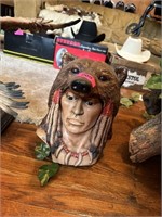 NATIVE AMERICAN CERAMIC HEAD DECOR