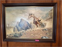 OIL ON CANVAS PAINTING WESTERN NOTE