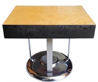 WOOD AND CHROME ART DECO SIDE TABLE