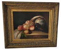ANTIQUE STILL LIFE OIL ON CANVAS BY P. DUR