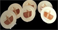 SIX SIGNED ART DECO CROWN DUCAL COCKTAIL PLATES