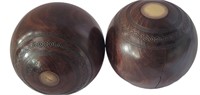 PAIR OF ANTIQUE TAYLOR ROLPH BOWLING BALLS
