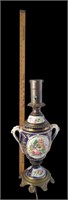 EARLY BRASS AND PORCELAIN LAMP