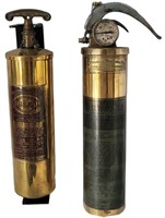 TWO VINTAGE BRASS FIRE EXTINGUISHERS