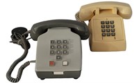 TWO VINTAGE PUSH BUTTON PHONES WITH JACKS