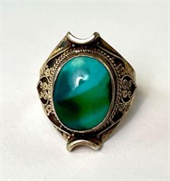 Sterling Turquoise Saddle Ring 7 Grams Size 8.25
