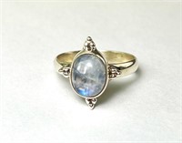 Sterling Rainbow Moonstone Ring 3 Grams Size 7.75