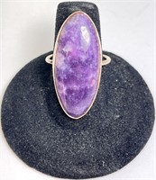 Sterling Large Amethyst Ring 7 Grams Size 8