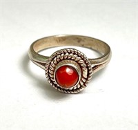 Sterling Coral Ring 4 Grams Size 8