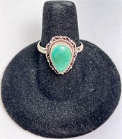 Sterling Turquoise Teardrop Ring 4 Grams Size 7
