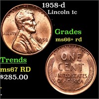 1958-d Lincoln Cent 1c Grades GEM++ RD