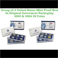 Group of 2 United States Mint Proof Sets 2003-2004